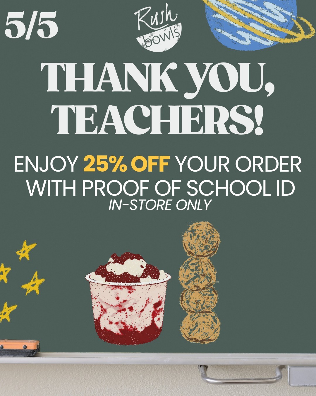 Thank you, teachers 🍎 
Enjoy 25% off in-store with a valid school ID. We appreciate you!