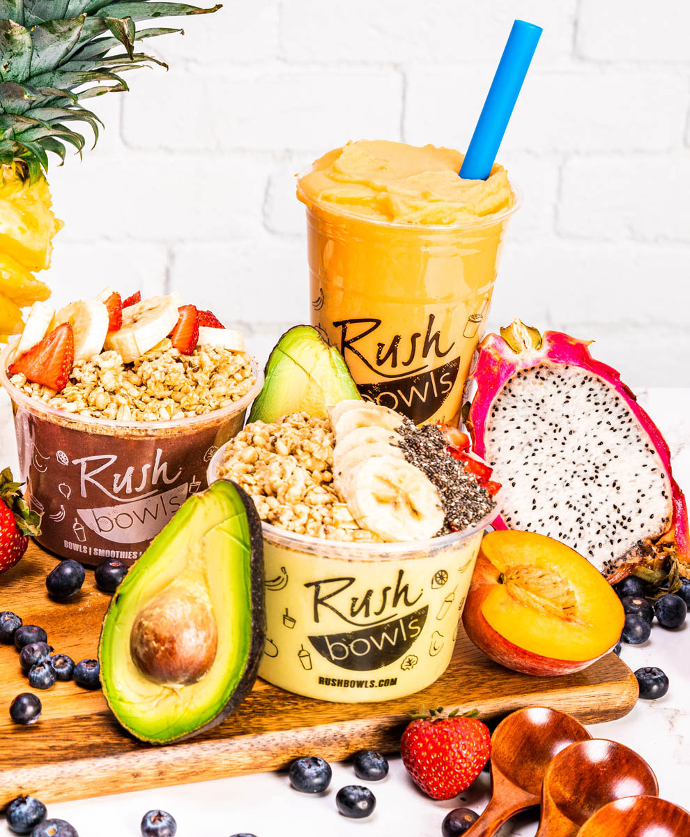 At Rush Bowls, there are many different healthy flavors and combinations you can create, its just simply delecious!