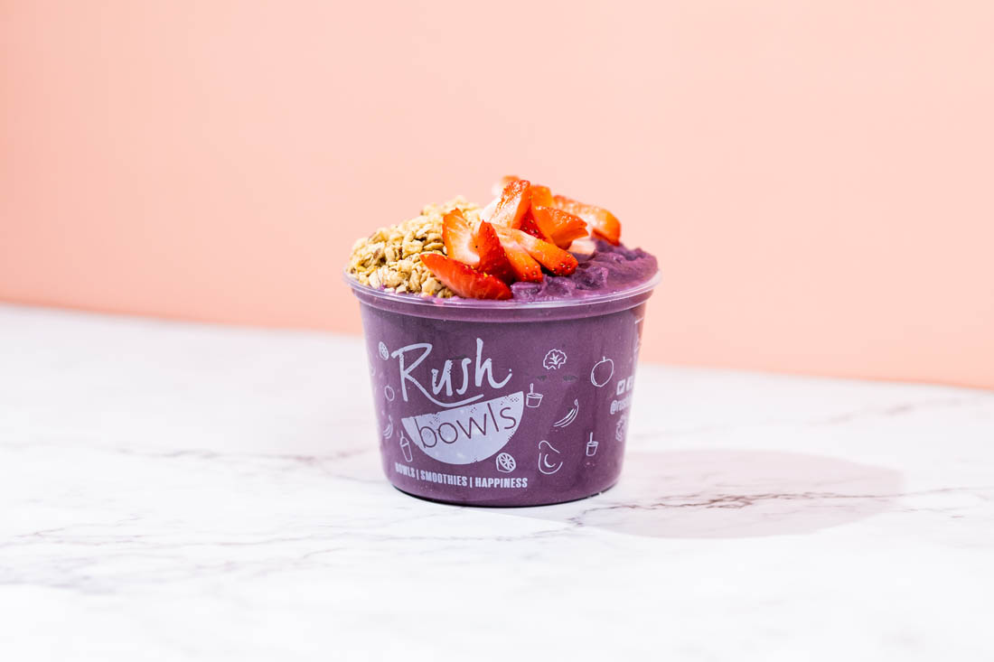 A delicious Rush Bowls smoothie bowl - learn more about our acai & smoothie franchise.