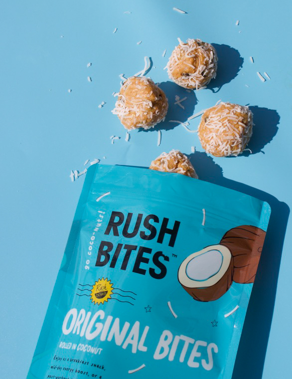 Rush Bowls crunchy bites with peanut butter, chocolate chips much more tasty ingredients. 