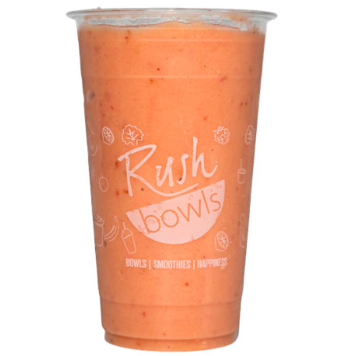 Our yummy orange smoothie flavored with mango, pineapple, and peach juice. 