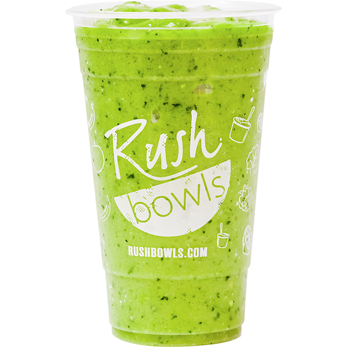Rush Bowls Green Rx smoothie with delicious flavors of avocado, spinach, pineapple and much more.